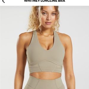 Gymshark Whitney Simmons Longline Bra cement brown size small